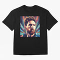 Lionel Messi Portrait Abstract Digital Art Football Player Classic T-Shirt Show Passion for the Stars of Global Football Passion for FIFA World Cup 2026 Group Stage, Featuring Neymar, Argentina, France and Brazil, Worldwide Fan Energy, Dramatic