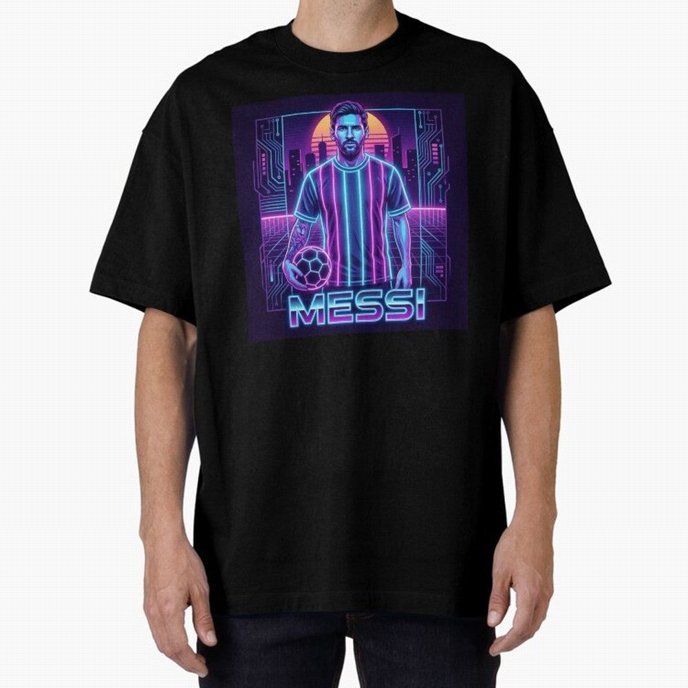 ?Argentina Football Legend Messi Cyberpunk Retro Futurist Design (Version 3) Classic T-Shirt Bring Champion Energy into FIFA World Cup 2026 Group Stage Spirit, Celebrating England, CR7 and Messi, Match Day Excitement, Supporter Culture, Golden