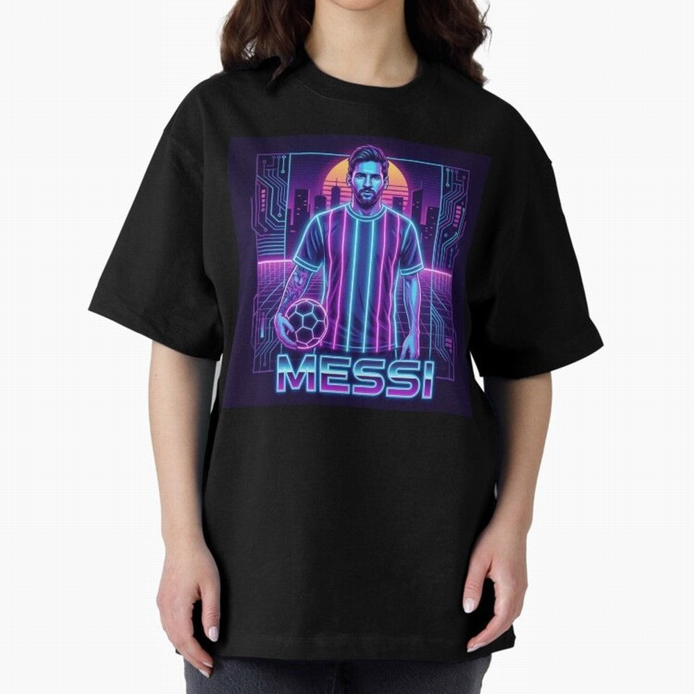 ?Argentina Football Legend Messi Cyberpunk Retro Futurist Design (Version 3) Classic T-Shirt Bring Champion Energy into FIFA World Cup 2026 Group Stage Spirit, Celebrating England, CR7 and Messi, Match Day Excitement, Supporter Culture, Golden
