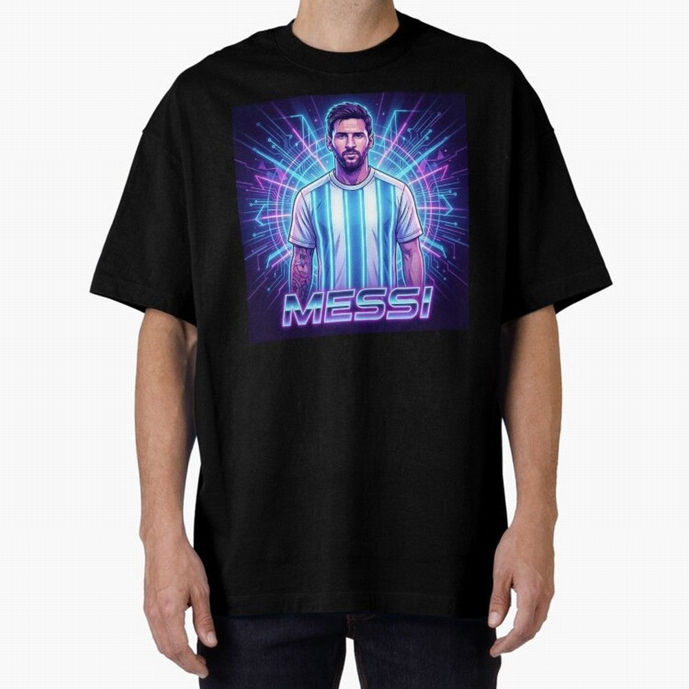 ?Argentina Football Legend Messi Cyberpunk Retro Futurist Design Classic T-Shirt Honor the Beautiful Game during FIFA World Cup 2026 for Fans of Cristiano Ronaldo and Brazil, Bringing Football History, Final Match Energy, Crowd Noise and Once in a