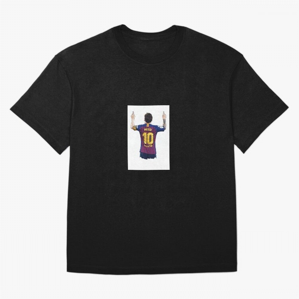 Lionel Messi Celebration Outline Barcelona FC Oversized T-Shirt Show Match Day Excitement for Match Day Hype around FIFA World Cup 2026, Messi, Neymar and Mbappe, England, France and Netherlands, Champion Mindset, Group Stage Buzz, Knockout Tension