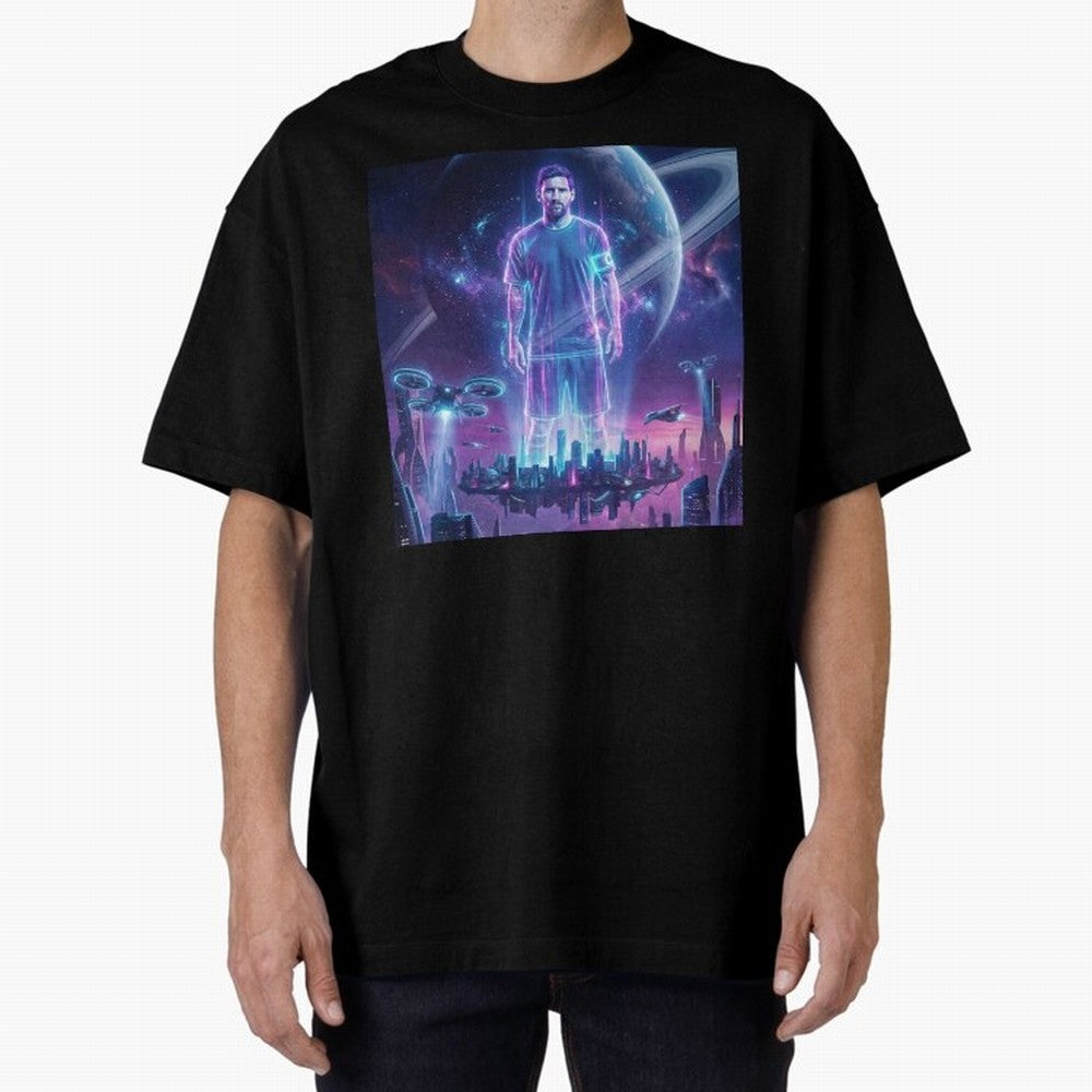 Lionel Messi (GOAT) Hologram in Futuristic Cyberpunk City (Version 3) Classic T-Shirt Bring Global Tournament Vibes to the FIFA World Cup 2026 Journey through Neymar, Haaland and Cristiano Ronaldo Highlights, Netherlands Pride, Retro Football