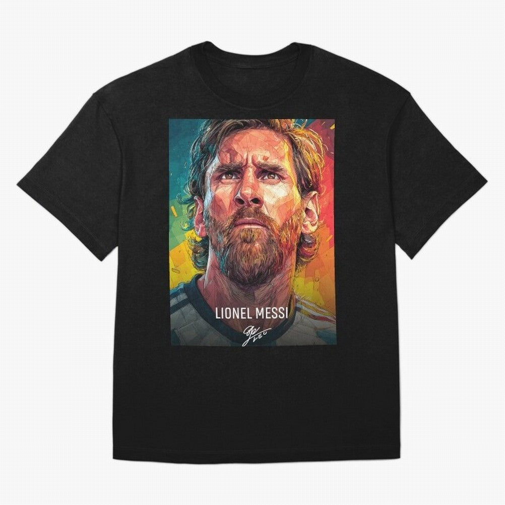 Lionel Messi Football Soccer Player Colorful Modern Portrait Classic T-Shirt Honor FIFA World Cup 2026 USA Canada Mexico for Fans of Messi, Neymar and Mbappe and England, Bringing Football History, Final Match Energy, Crowd Noise and Once in a