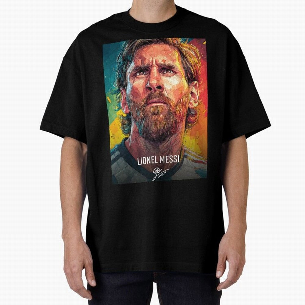 Lionel Messi Football Soccer Player Colorful Modern Portrait Classic T-Shirt Honor FIFA World Cup 2026 USA Canada Mexico for Fans of Messi, Neymar and Mbappe and England, Bringing Football History, Final Match Energy, Crowd Noise and Once in a