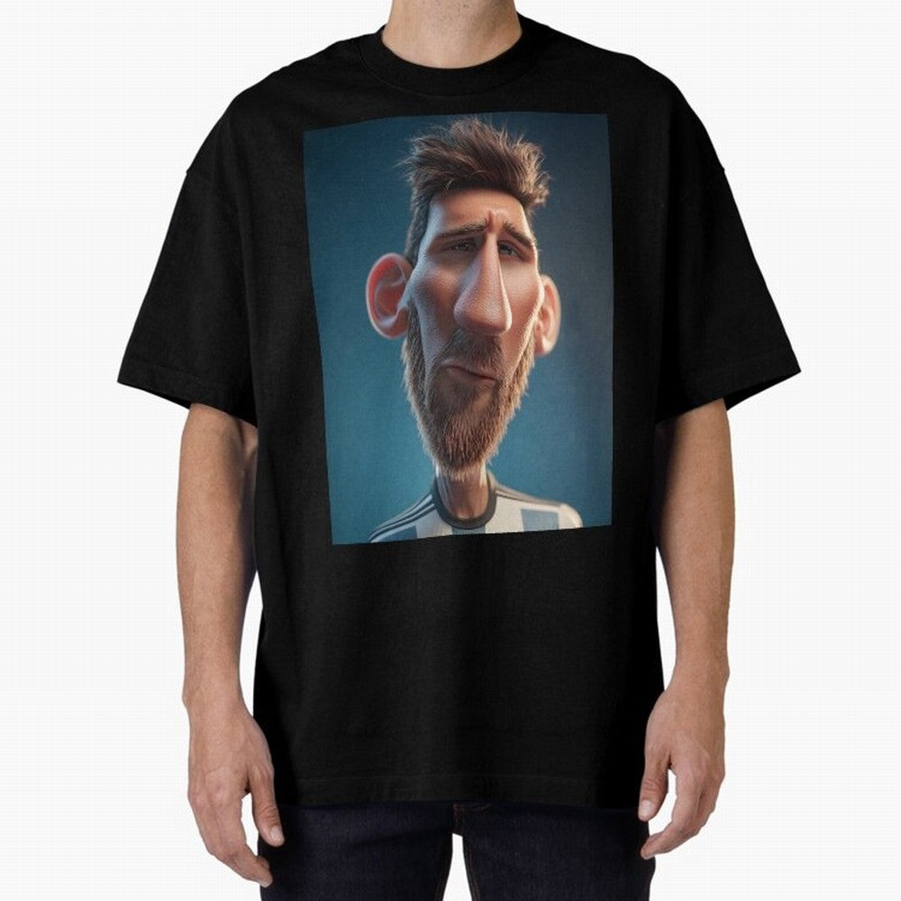 Lionel Messi Funny Soccer Cartoon Football Star Oversized T-Shirt Show Your Tournament Heart for the FIFA World Cup 2026 USA Canada Mexico Journey through Messi, Neymar and Mbappe Highlights, England and Germany Pride, Stadium Chants, National