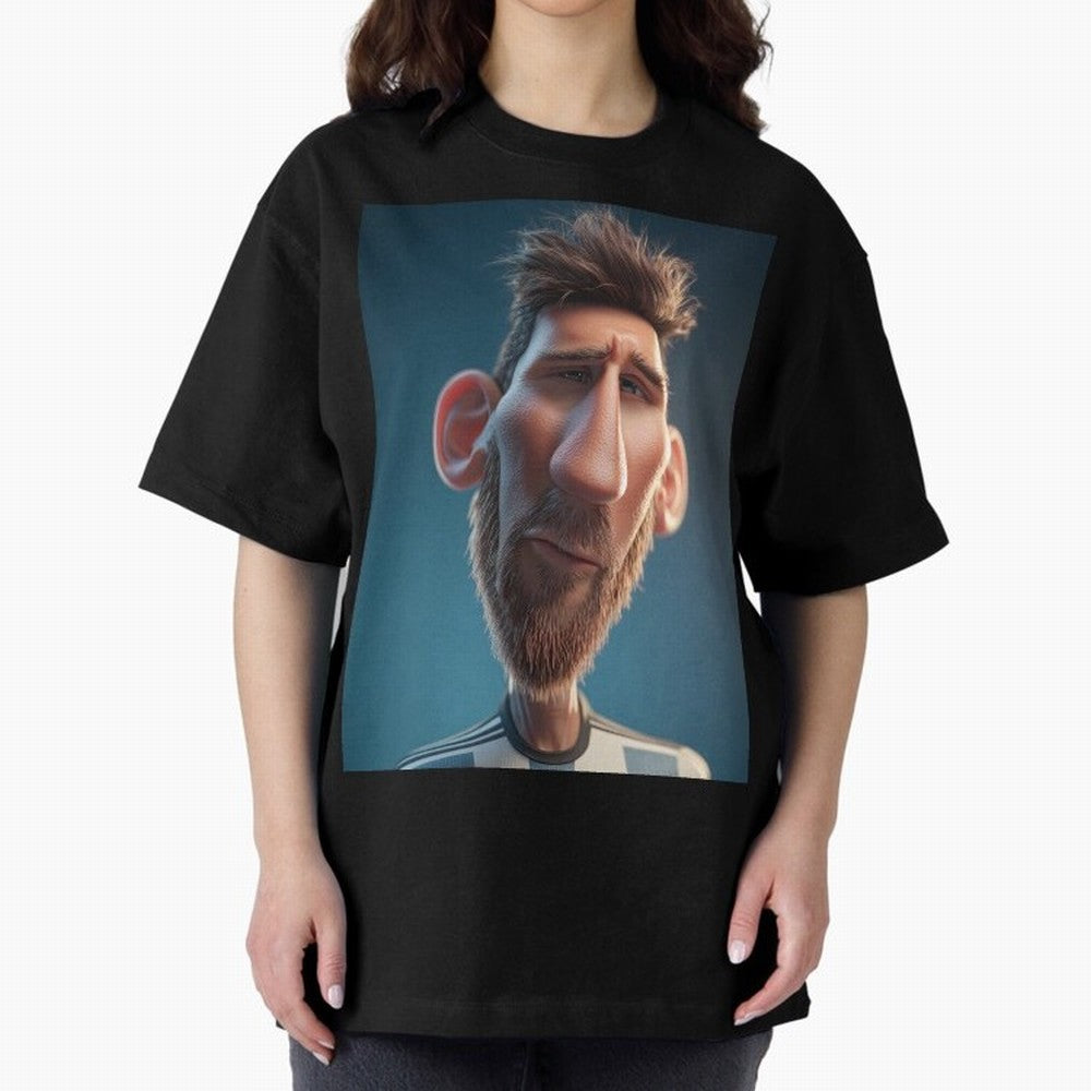 Lionel Messi Funny Soccer Cartoon Football Star Oversized T-Shirt Show Your Tournament Heart for the FIFA World Cup 2026 USA Canada Mexico Journey through Messi, Neymar and Mbappe Highlights, England and Germany Pride, Stadium Chants, National