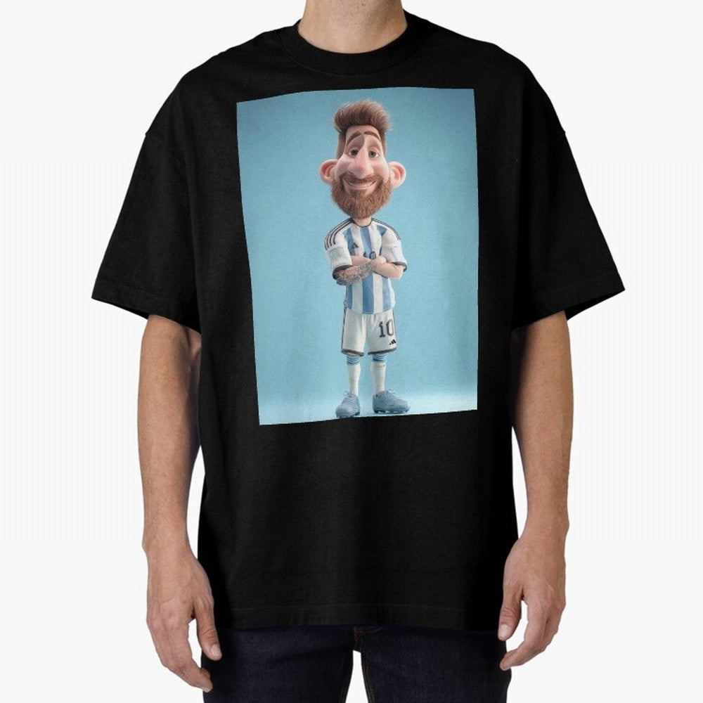 Lionel Messi Soccer Caricature Cartoon Football Legend Classic T-Shirt Relive the Noise and Pride of FIFA World Cup 2026 Group Stage for Fans of Messi, CR7 and Mbappe and England and Germany, Bringing Match Day Excitement, Supporter Culture, Golden