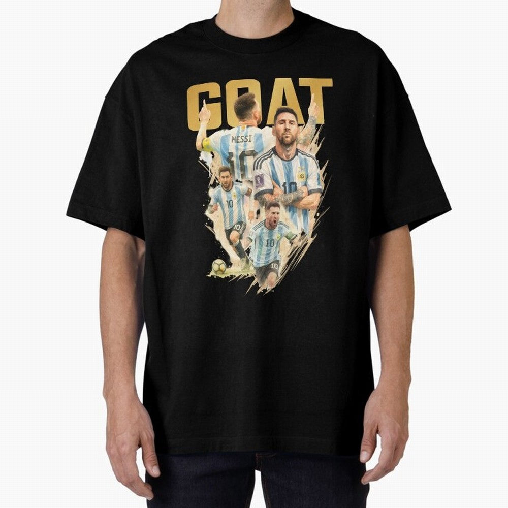 GOAT Lionel Messi watercolor illustration Oversized T-Shirt Join Global Football Passion for FIFA World Cup 2026 Group Stage, Made for Messi, England, France and Netherlands, Stadium Chants, National Pride, Trophy Dreams and Unforgettable Football