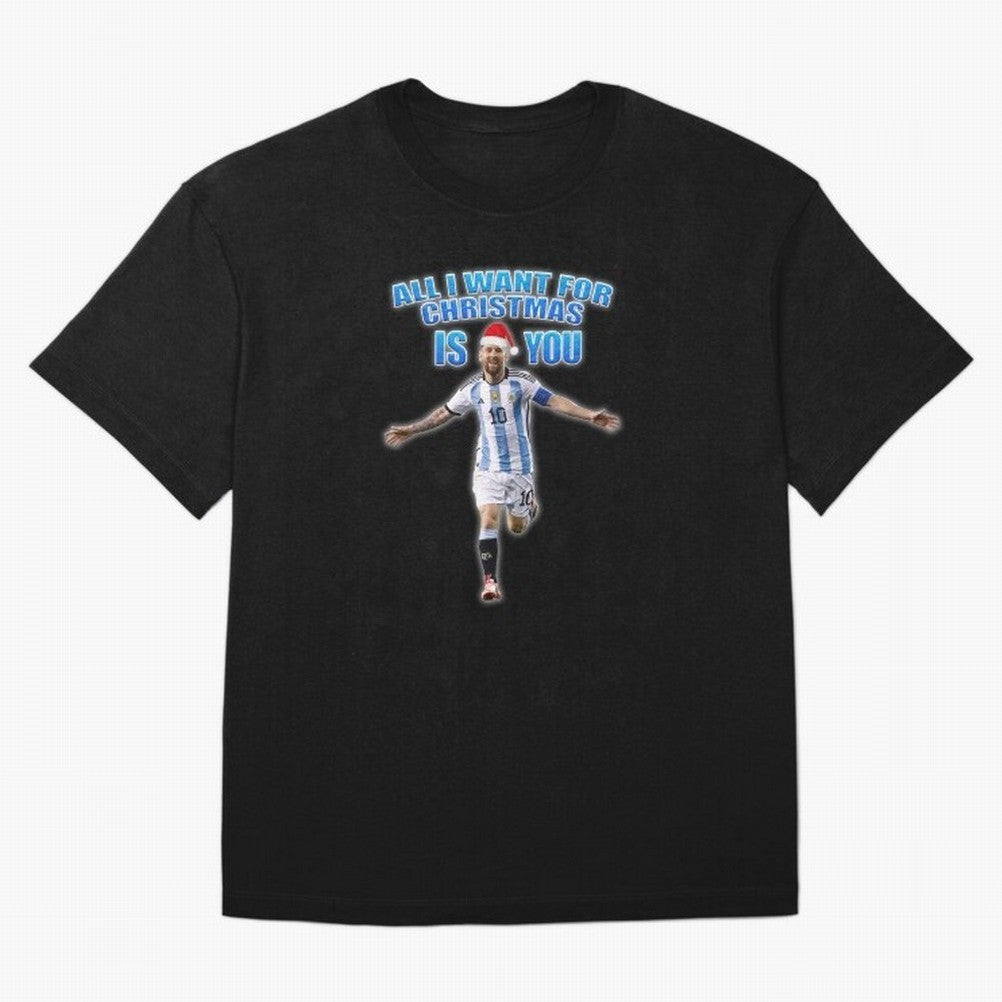 Lionel Messi Christmas Santa Claus Football Gift Oversized T-Shirt Follow Every Goal of FIFA World Cup 2026 for Fans of Mbappe and Brazil, Bringing Global Supporter Spirit, Legendary Goals, National Colors and Tournament Celebration; Perfect for