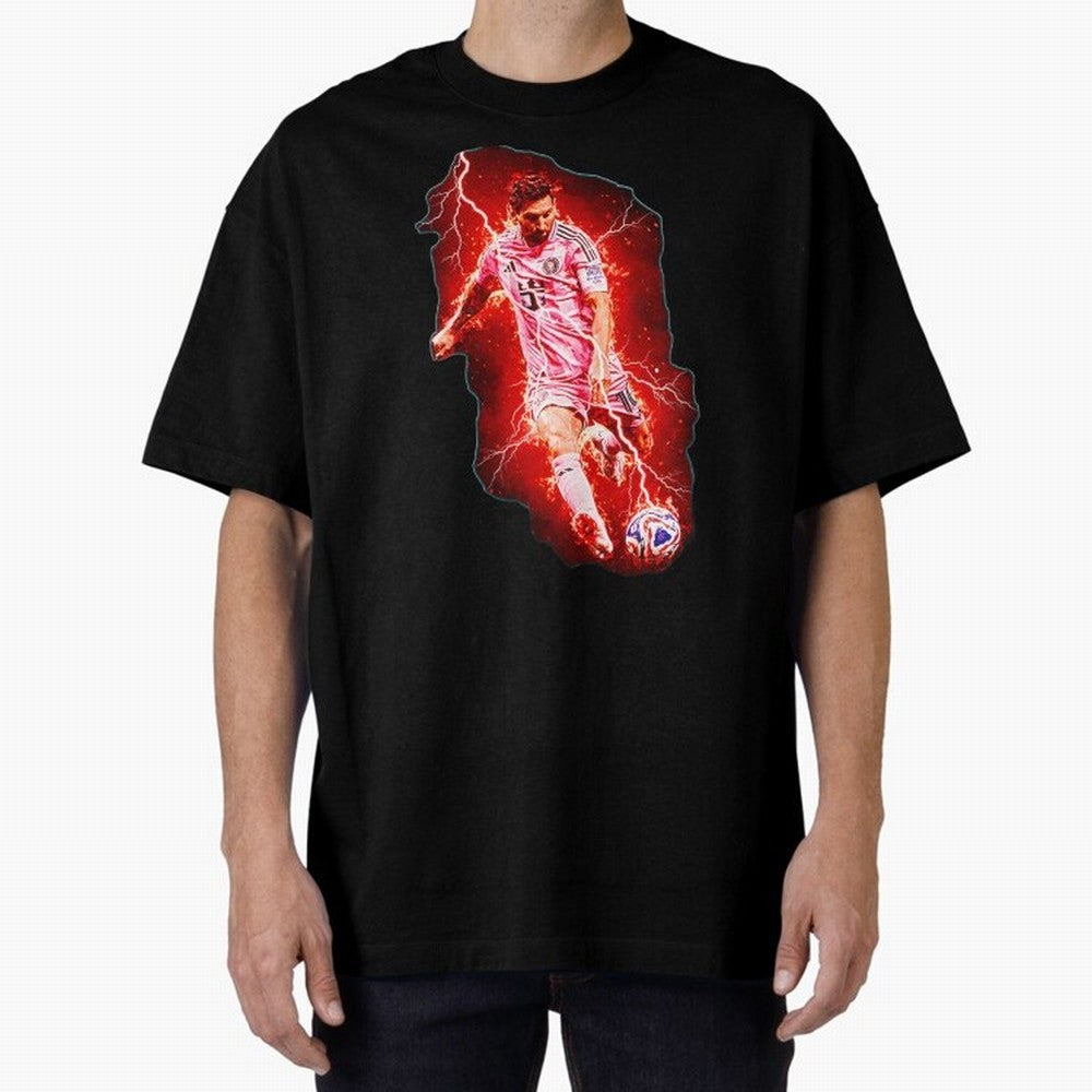Messi The Goat (HD) High Definition Design | Exclusive Fanart Oversized T-Shirt Bring a Vintage Feel to Match Day Hype around FIFA World Cup 2026 USA Canada Mexico, Cristiano Ronaldo, Haaland and CR7, Spain, Football Passion, Legendary