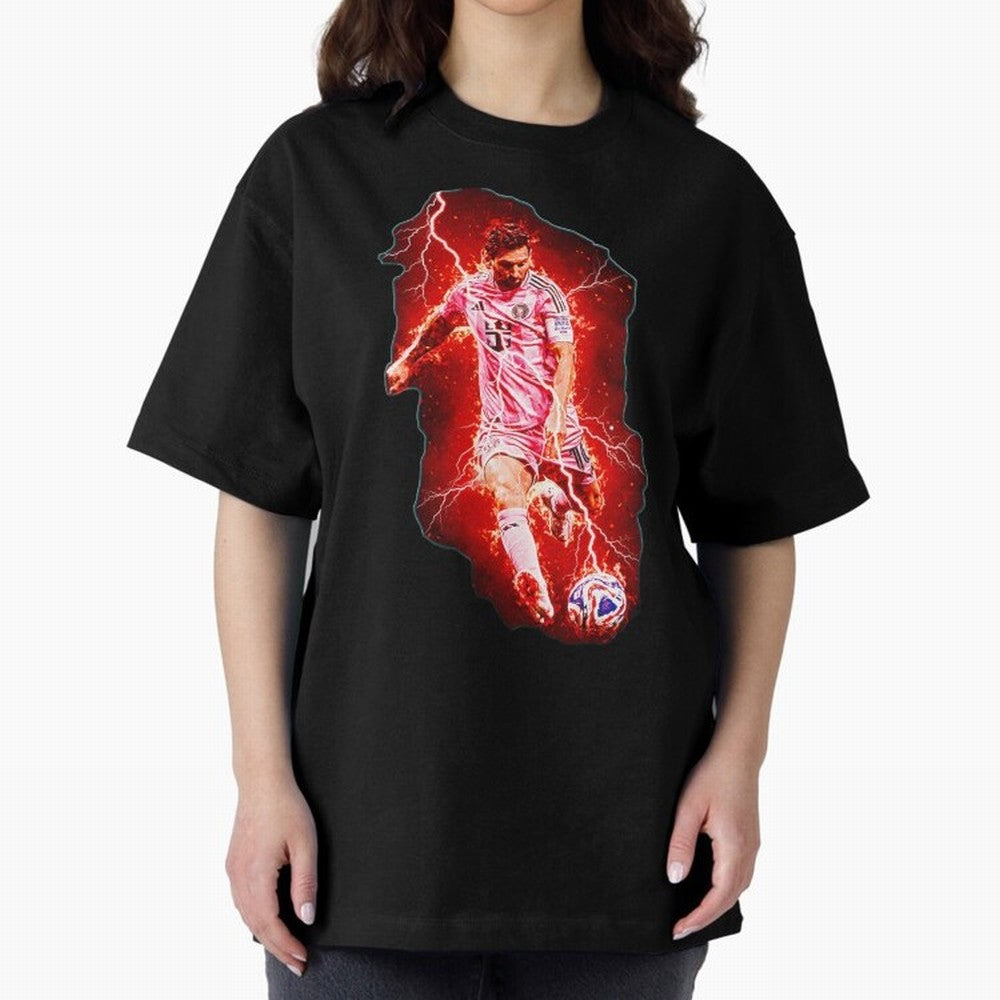Messi The Goat (HD) High Definition Design | Exclusive Fanart Oversized T-Shirt Bring a Vintage Feel to Match Day Hype around FIFA World Cup 2026 USA Canada Mexico, Cristiano Ronaldo, Haaland and CR7, Spain, Football Passion, Legendary