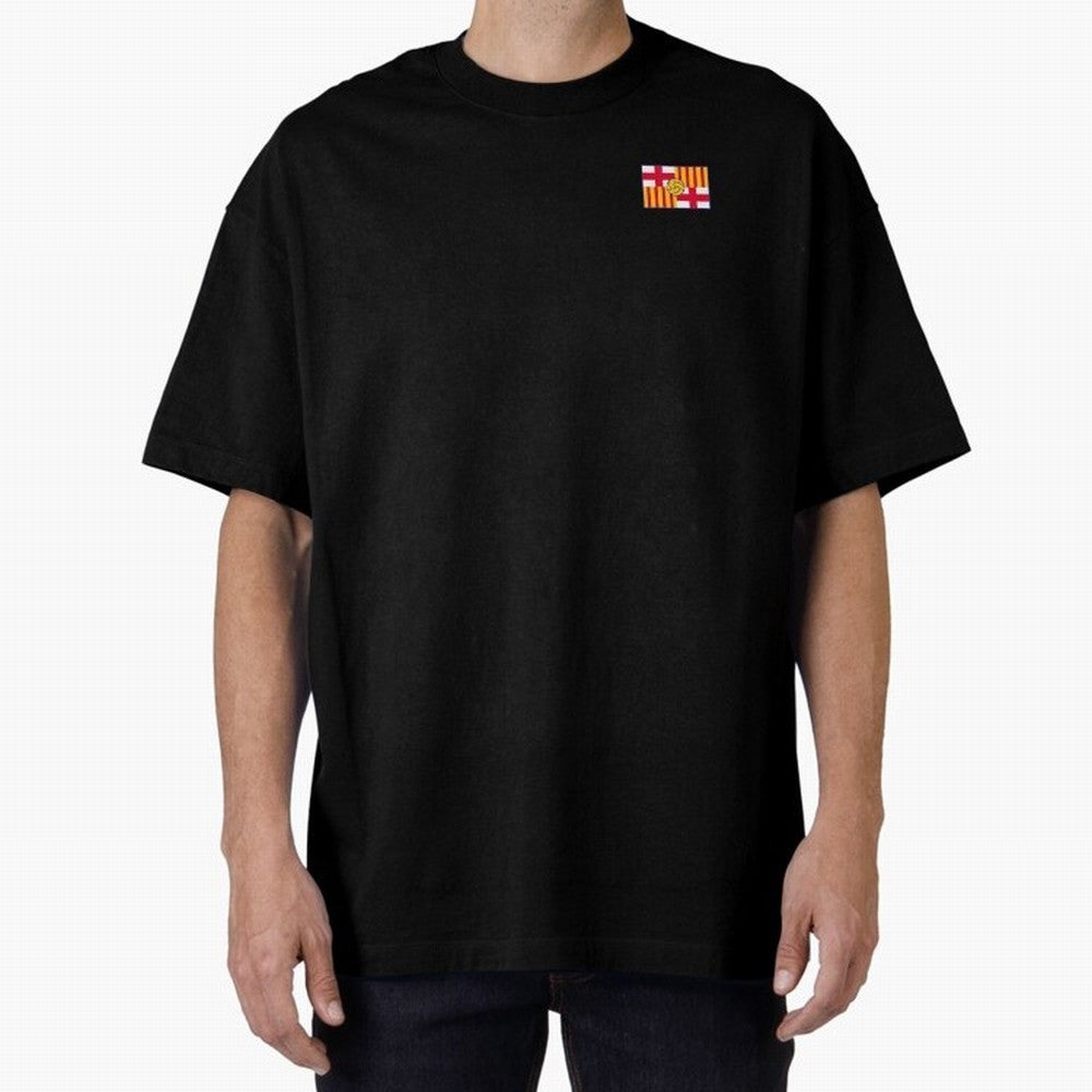 Vintage Catalan Football Heritage Flag Oversized T-Shirt Bring a Champion Mindset to FIFA World Cup 2026 USA Canada Mexico for Fans of CR7 and Messi and Argentina, Bringing Vintage Soccer Flavor, Modern Football Stars, National Flags and Final