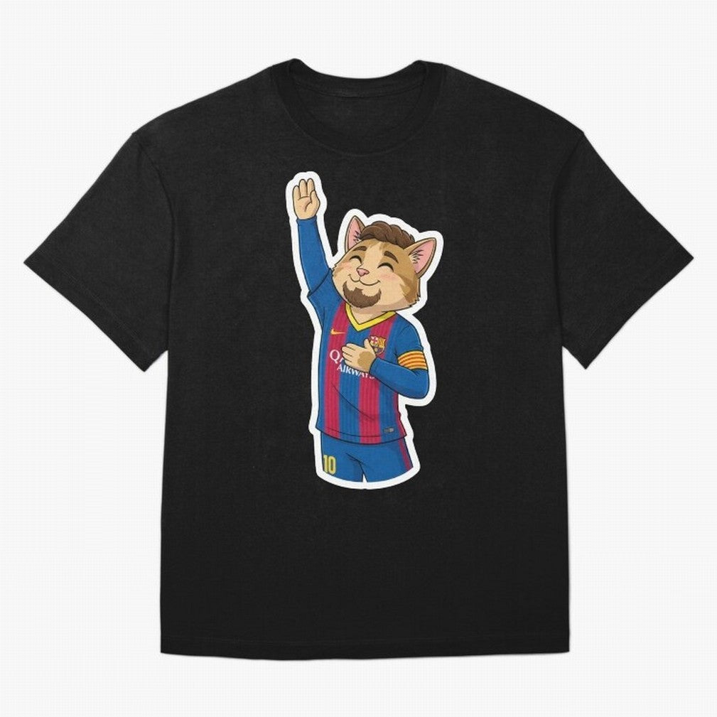 Fcb - Fc Barcelona | Cute Cat Messi with Jersey Barcelona Oversized T-Shirt Stand with FIFA World Cup 2026 USA Canada Mexico Spirit, Filled with Argentina, Messi, Goal Celebration Energy, Supporter Heritage, Football Icons and Worldwide Tournament