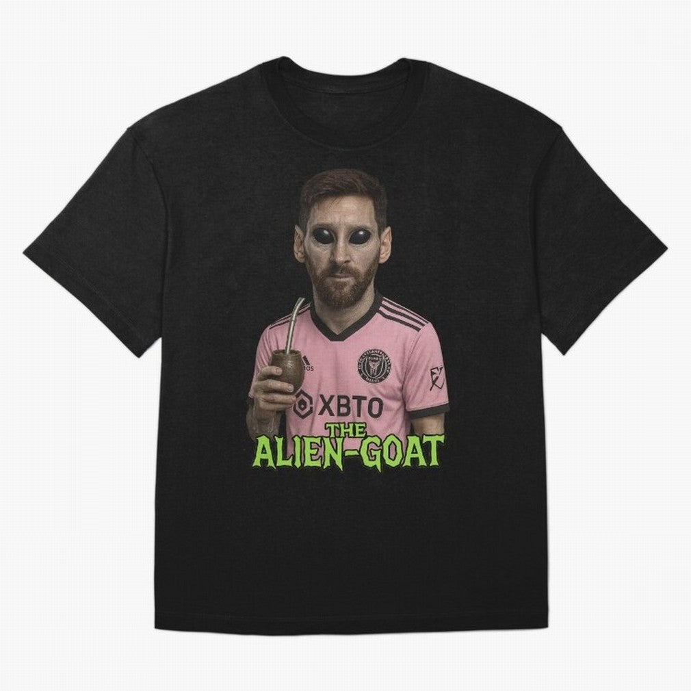 Messi Alien-GOAT: Extraterrestrial Fusion and Messi The Goat Inter Miami Jersey Classic T-Shirt Follow the Final Road of FIFA World Cup 2026 Group Stage for Fans of Haaland and Mbappe and Argentina and Brazil, Bringing Stadium Chants, National