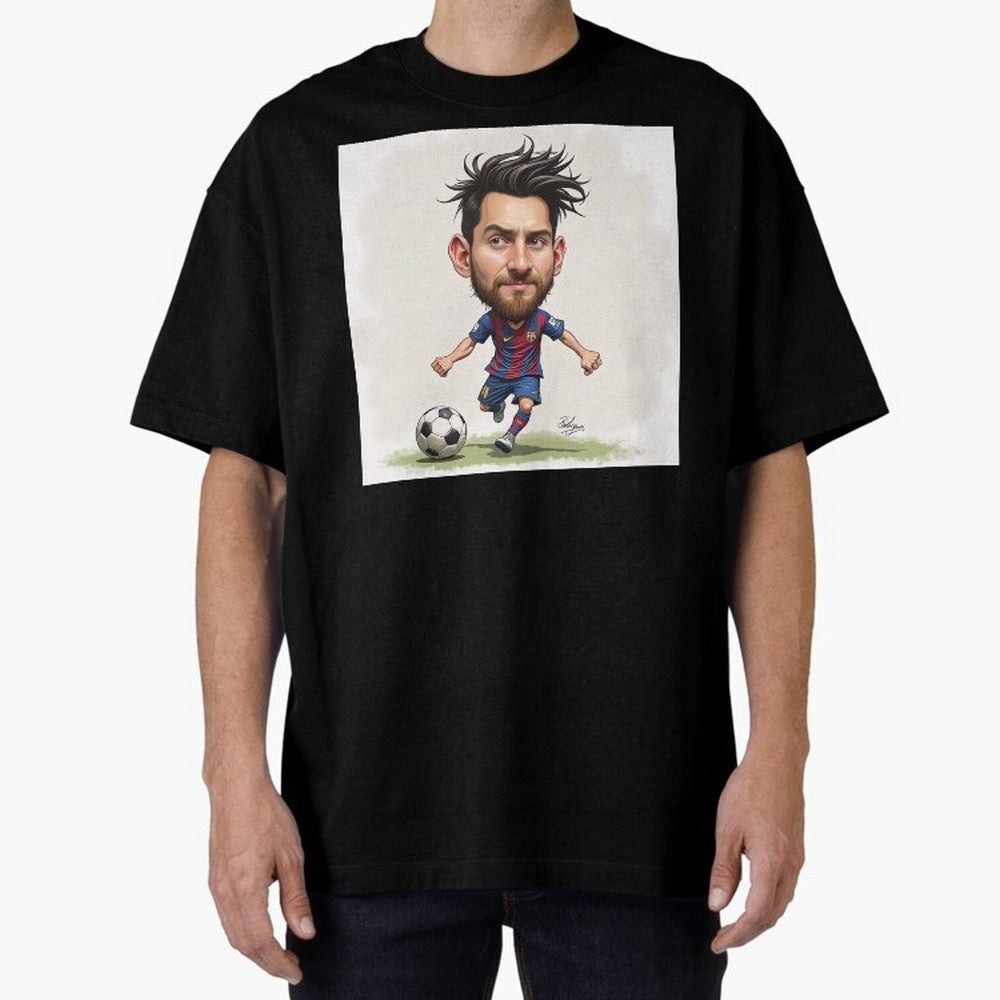 The Little Magician ¨C Caricature of Lionel Messi Oversized T-Shirt Represent FIFA World Cup 2026 Group Stage Featuring Cristiano Ronaldo, Argentina and Brazil Energy, Champion Mindset, Group Stage Buzz, Knockout Tension and Passionate Fan Culture;