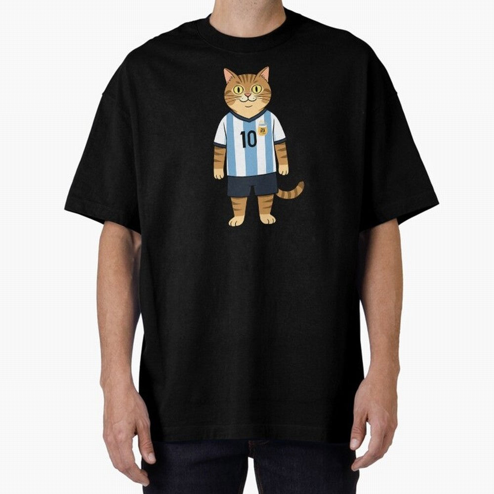 Lionel the Soccer Cat Oversized T-Shirt Join the Global Buzz around FIFA World Cup 2026 USA Canada Mexico Spirit, Made for Argentina and Brazil, Cristiano Ronaldo, Football Festival Excitement, Trophy Ambitions, Country Rivalries and Star Player