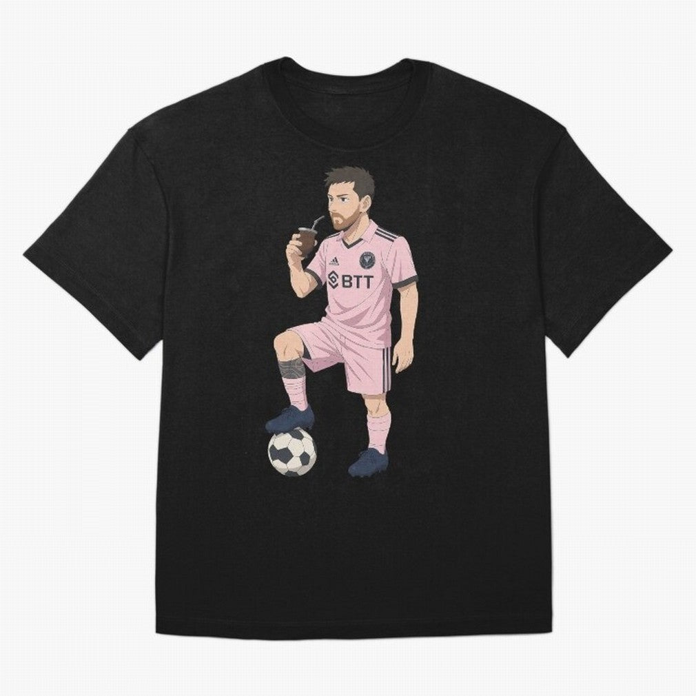 Lionel Messi Anime Style Drinking Mate - The Goat Inter Miami Classic T-Shirt Enjoy the Biggest Football Party of Match Day Hype around FIFA World Cup 2026, Mbappe and Neymar, Brazil, Match Day Excitement, Supporter Culture, Golden Goals and Global