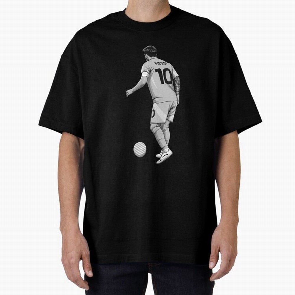 Lionel Messi Black and White Version Classic T-Shirt Celebrate the Biggest Stage of FIFA World Cup 2026 USA Canada Mexico for Fans of CR7 and Messi and England, Bringing Championship Spirit, Famous Goals, Roaring Crowds and International Football