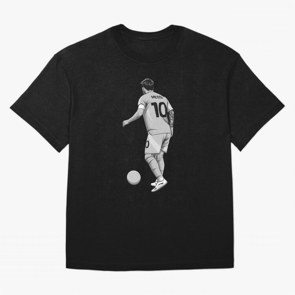 Lionel Messi Black and White Version Classic T-Shirt Celebrate the Biggest Stage of FIFA World Cup 2026 USA Canada Mexico for Fans of CR7 and Messi and England, Bringing Championship Spirit, Famous Goals, Roaring Crowds and International Football