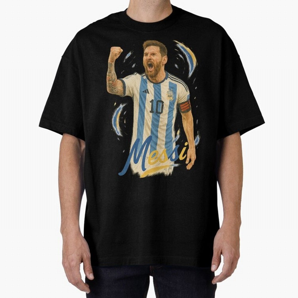 Lionel Messi Argentina Art ¨C Iconic World Cup Champion Tribute Design	 Oversized T-Shirt Live for the Drama of Match Day Hype around FIFA World Cup 2026 Group Stage, Mbappe, Brazil, Champion Mindset, Group Stage Buzz, Knockout Tension and
