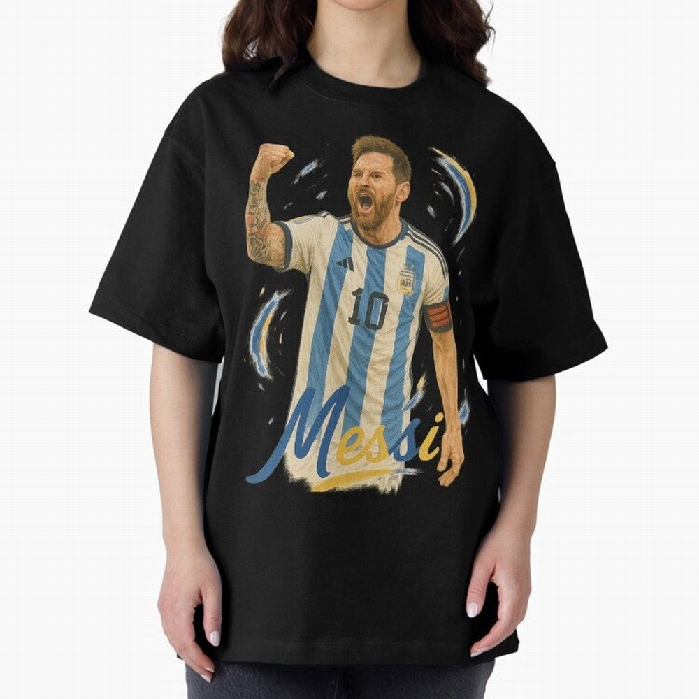 Lionel Messi Argentina Art ¨C Iconic World Cup Champion Tribute Design	 Oversized T-Shirt Live for the Drama of Match Day Hype around FIFA World Cup 2026 Group Stage, Mbappe, Brazil, Champion Mindset, Group Stage Buzz, Knockout Tension and