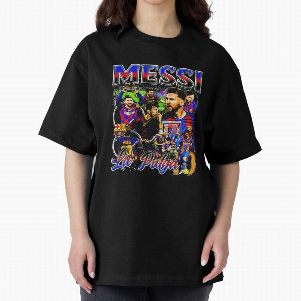 Lionel Messi La Pulga Oversized T-Shirt Celebrate Unforgettable Nights in FIFA World Cup 2026 USA Canada Mexico for Fans of Neymar and France and Portugal, Bringing Sports Nostalgia, International Competition, Famous Players and Unforgettable