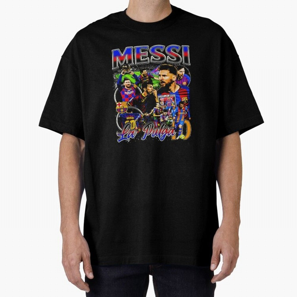 Lionel Messi La Pulga Oversized T-Shirt Celebrate Unforgettable Nights in FIFA World Cup 2026 USA Canada Mexico for Fans of Neymar and France and Portugal, Bringing Sports Nostalgia, International Competition, Famous Players and Unforgettable