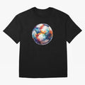 Football Soccer Ball Watercolor Illustration Drawing (Black BG) Oversized T-Shirt Bring a Champion Mindset to the FIFA World Cup 2026 USA Canada Mexico Journey through Messi, Neymar and Mbappe Highlights, Spain and Netherlands Pride, Fan Favorite