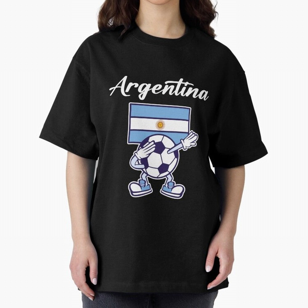 ARGENTINA - Dabbing Football Soccer Ball - ARGENTINA Oversized T-Shirt Treasure the FIFA World Cup 2026 Group Stage Journey through CR7 Highlights, England Pride, Football History, Final Match Energy, Crowd Noise and Once in a Lifetime Moments;