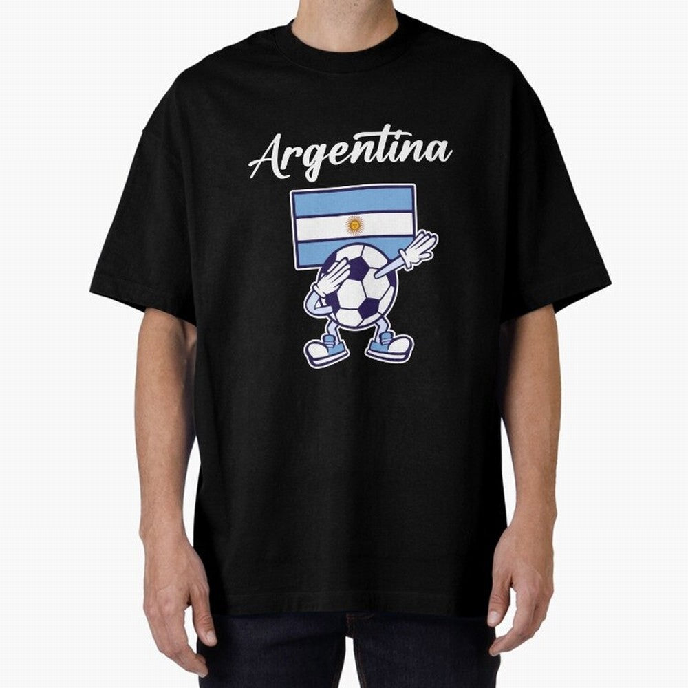 ARGENTINA - Dabbing Football Soccer Ball - ARGENTINA Oversized T-Shirt Treasure the FIFA World Cup 2026 Group Stage Journey through CR7 Highlights, England Pride, Football History, Final Match Energy, Crowd Noise and Once in a Lifetime Moments;