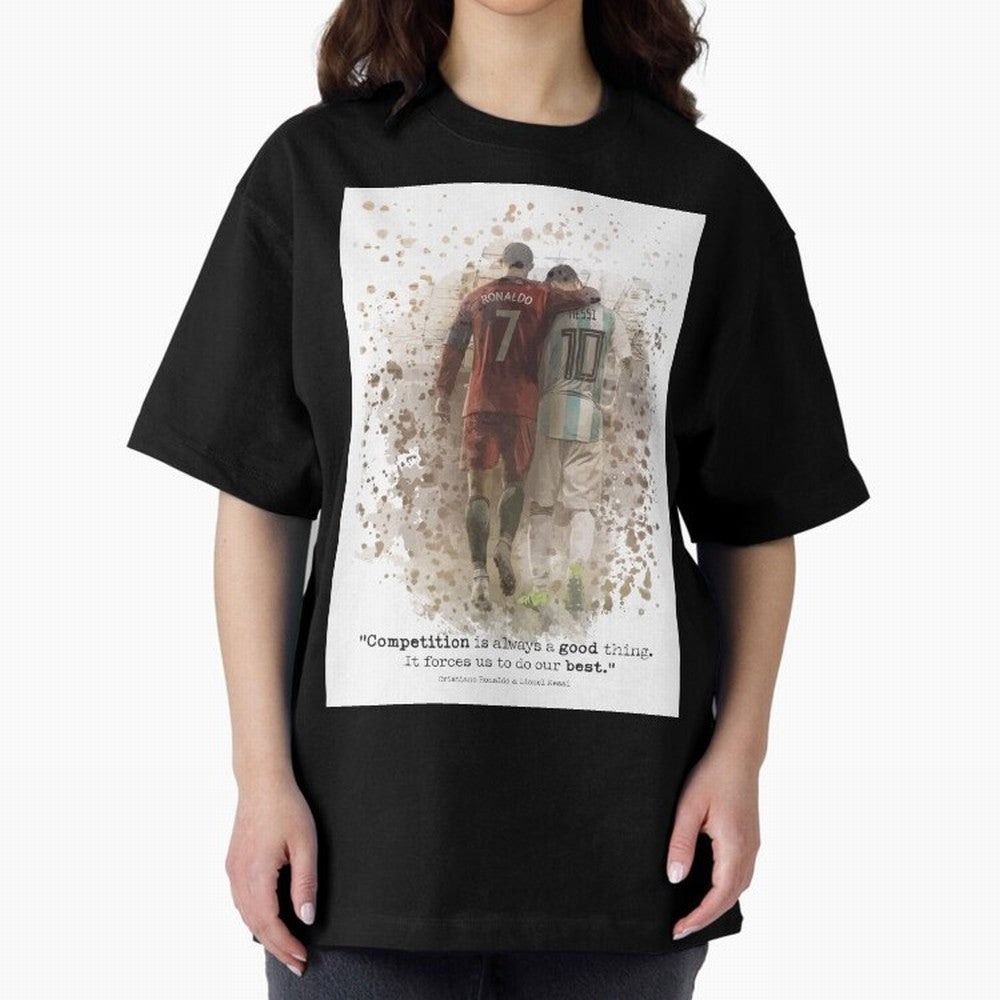 Cristiano Ronaldo Messi Soccer Quote Poster Oversized T-Shirt Carry the Dream of FIFA World Cup 2026 Spirit, Capturing England, Messi and Cristiano Ronaldo, Fan Favorite Moments, National Team Passion, Big Match Drama and Soccer History; Great for