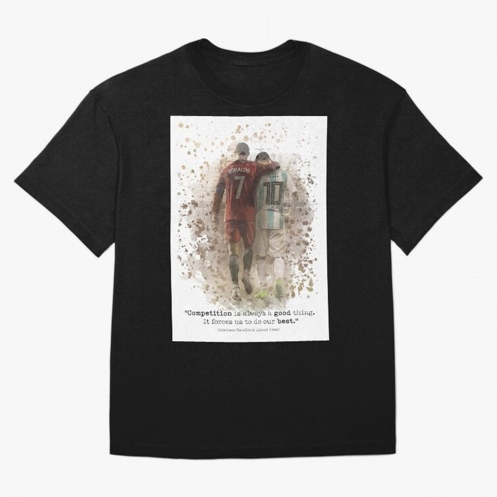 Cristiano Ronaldo Messi Soccer Quote Poster Oversized T-Shirt Carry the Dream of FIFA World Cup 2026 Spirit, Capturing England, Messi and Cristiano Ronaldo, Fan Favorite Moments, National Team Passion, Big Match Drama and Soccer History; Great for