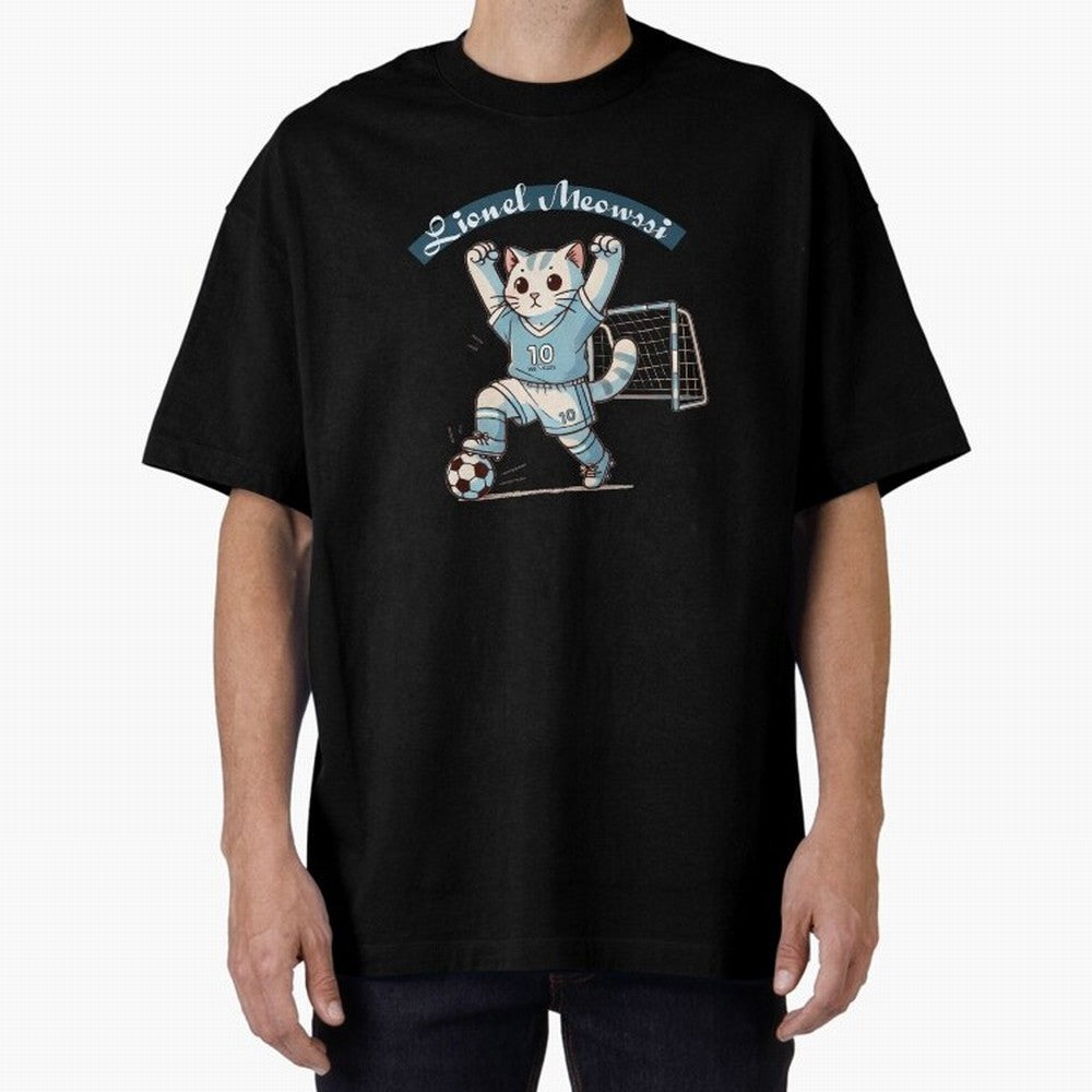 Lionel Meowssi Oversized T-Shirt Experience the Global Stage of FIFA World Cup 2026 for Fans of Mbappe and Neymar and Portugal, Spain and Germany, Bringing Global Supporter Spirit, Legendary Goals, National Colors and Tournament Celebration;