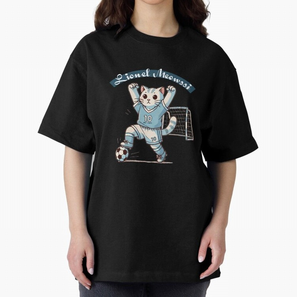 Lionel Meowssi Oversized T-Shirt Experience the Global Stage of FIFA World Cup 2026 for Fans of Mbappe and Neymar and Portugal, Spain and Germany, Bringing Global Supporter Spirit, Legendary Goals, National Colors and Tournament Celebration;