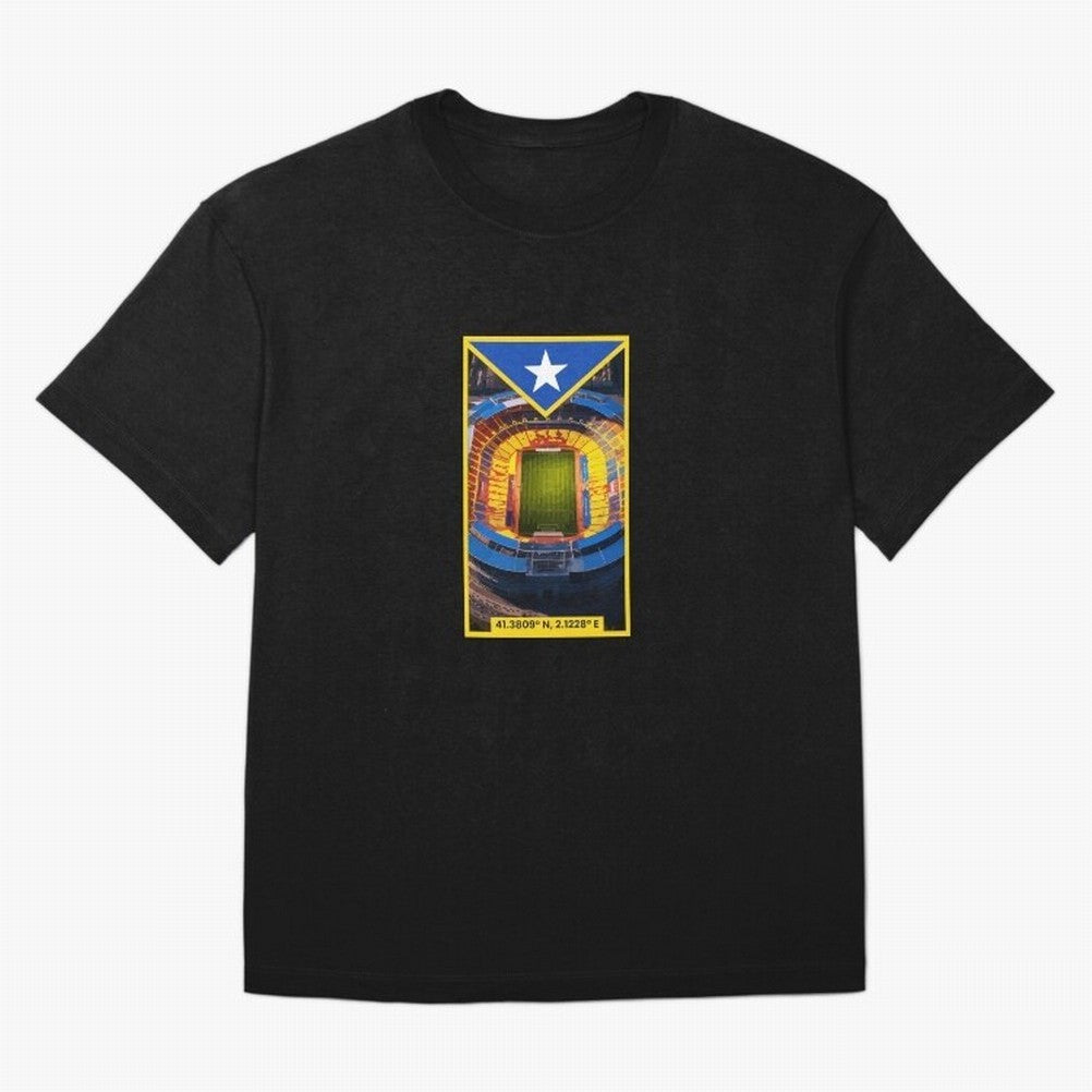 Barcelona Stadium Coordinates Graphic Essential T-Shirt Follow Every Goal of FIFA World Cup 2026 Spirit, Driven by Argentina and Brazil, Mbappe, Football History, Final Match Energy, Crowd Noise and Once in a Lifetime Moments; Created for Match Day