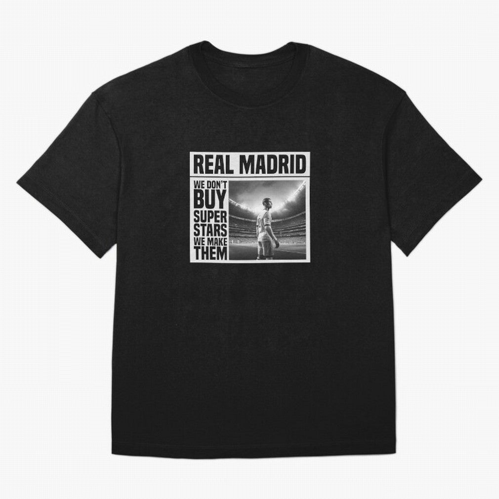 Real Madrid Makes Superstars Essential T-Shirt Bring Trophy Dreams to Match Day Hype around FIFA World Cup 2026 USA Canada Mexico, Messi, England, Supporter Pride, Iconic Celebrations, Legendary Names and Global Match Day Energy; Perfect for People