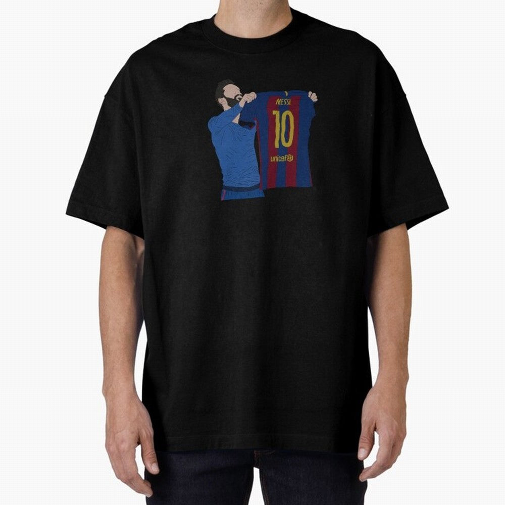 Lionel Messi | Barcelona legend Oversized T-Shirt Capture the FIFA World Cup 2026 Journey through Messi, CR7 and Mbappe Highlights, Brazil Pride, Retro Football Energy, Iconic Rivalries, Trophy Chase Drama and Stadium Atmosphere; Made for