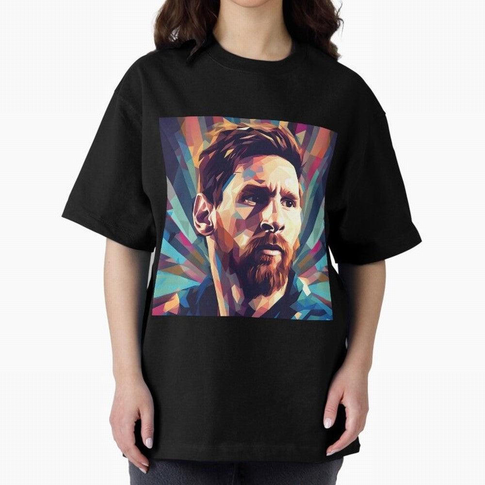 Lionel Messi Portrait Abstract Digital Art, Football Player Classic T-Shirt Treasure FIFA World Cup 2026 for Fans of Neymar, Haaland and Cristiano Ronaldo and Spain and Netherlands, Bringing Championship Spirit, Famous Goals, Roaring Crowds and