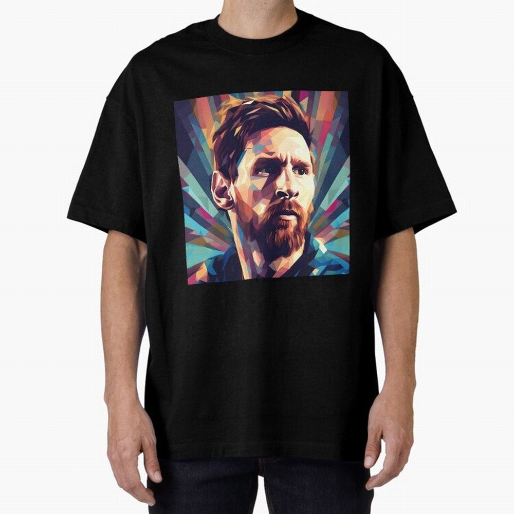 Lionel Messi Portrait Abstract Digital Art, Football Player Classic T-Shirt Treasure FIFA World Cup 2026 for Fans of Neymar, Haaland and Cristiano Ronaldo and Spain and Netherlands, Bringing Championship Spirit, Famous Goals, Roaring Crowds and