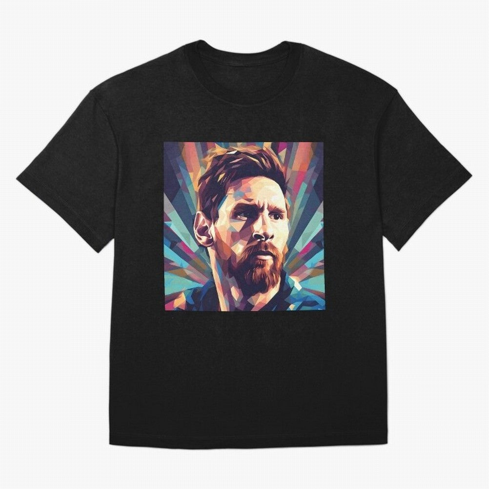 Lionel Messi Portrait Abstract Digital Art, Football Player Classic T-Shirt Treasure FIFA World Cup 2026 for Fans of Neymar, Haaland and Cristiano Ronaldo and Spain and Netherlands, Bringing Championship Spirit, Famous Goals, Roaring Crowds and