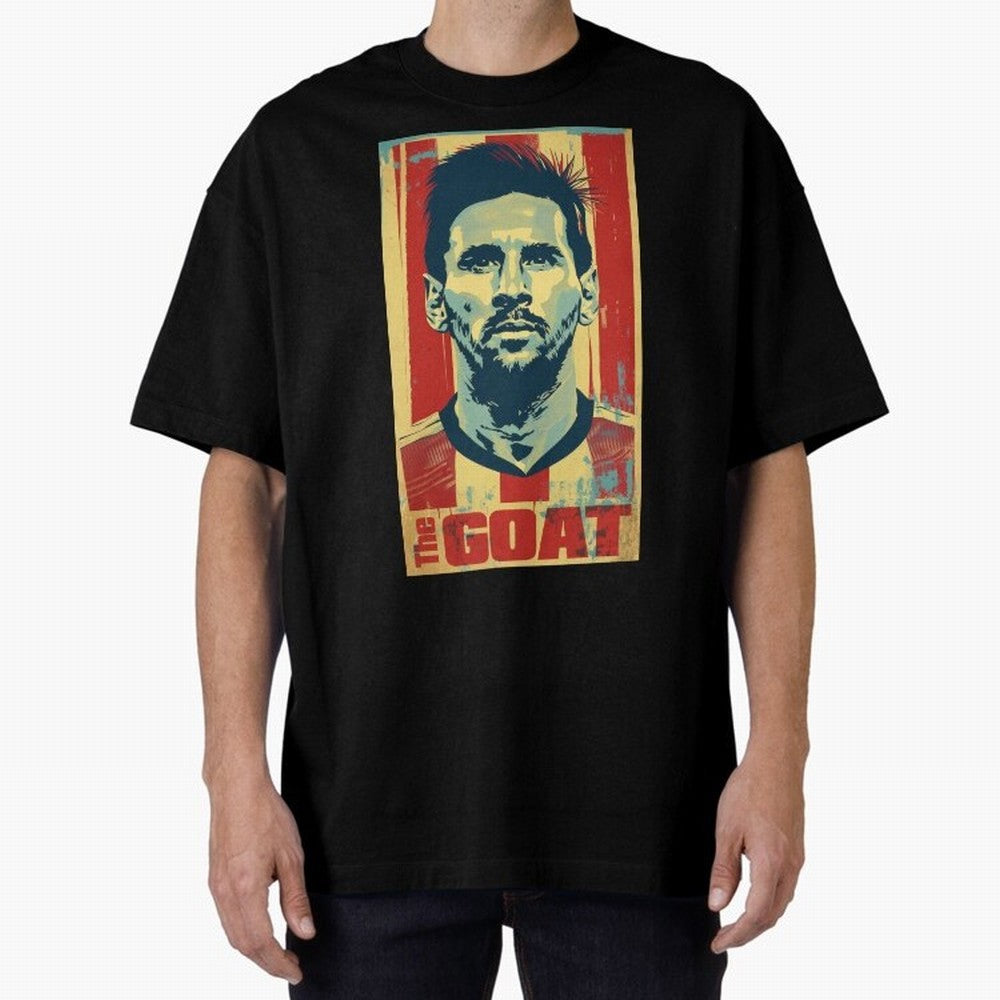 Messi The GOAT Graphic poster design Premium T-Shirt Cheer through Every Moment of FIFA World Cup 2026 Group Stage with Messi and Cristiano Ronaldo, Argentina Energy, Goal Celebration Energy, Supporter Heritage, Football Icons and Worldwide