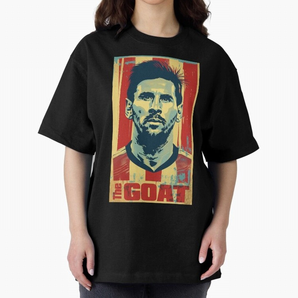 Messi The GOAT Graphic poster design Premium T-Shirt Cheer through Every Moment of FIFA World Cup 2026 Group Stage with Messi and Cristiano Ronaldo, Argentina Energy, Goal Celebration Energy, Supporter Heritage, Football Icons and Worldwide