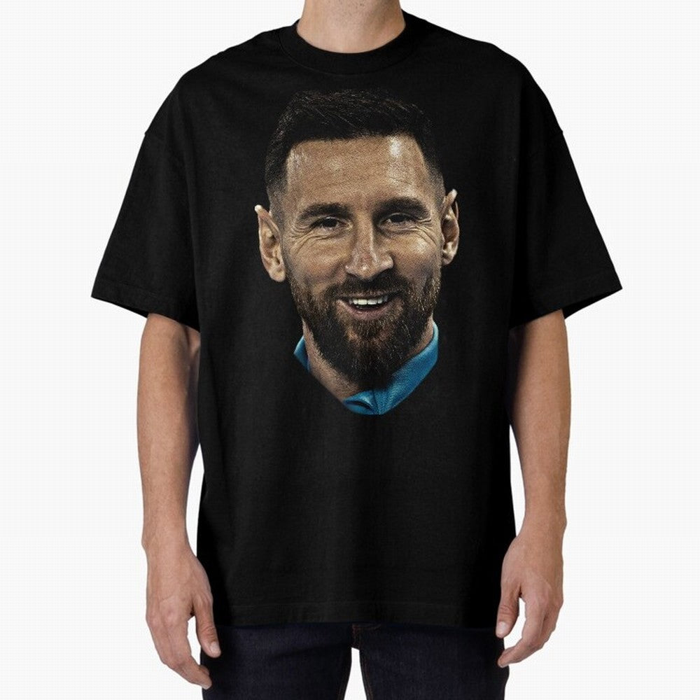 Messi Iconic Smile - Streetwear Style Portrait Premium T-Shirt Feel the Trophy Chase of Match Day Hype around FIFA World Cup 2026, Neymar, Haaland and Cristiano Ronaldo, Brazil, Goal Celebration Energy, Supporter Heritage, Football Icons and