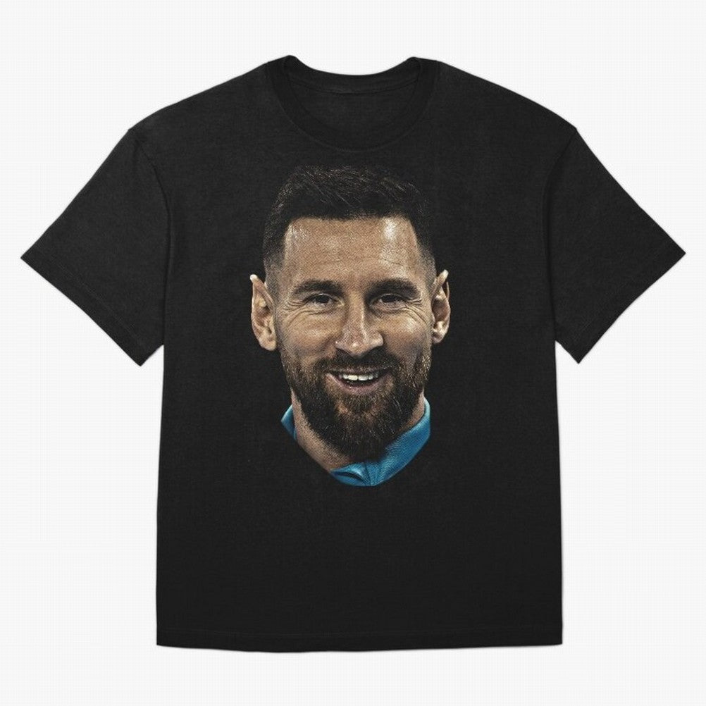 Messi Iconic Smile - Streetwear Style Portrait Premium T-Shirt Feel the Trophy Chase of Match Day Hype around FIFA World Cup 2026, Neymar, Haaland and Cristiano Ronaldo, Brazil, Goal Celebration Energy, Supporter Heritage, Football Icons and