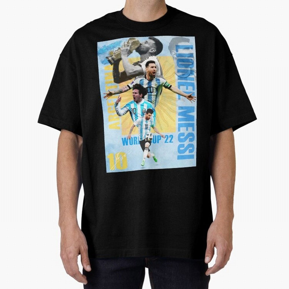 Lionel Messi Argentina World Cup Victory Poster - 2022 Soccer Champion Wall Art Premium T-Shirt Carry the Dream of FIFA World Cup 2026 USA Canada Mexico for Fans of Messi, Neymar and Mbappe and Netherlands, Bringing Football History, Final Match