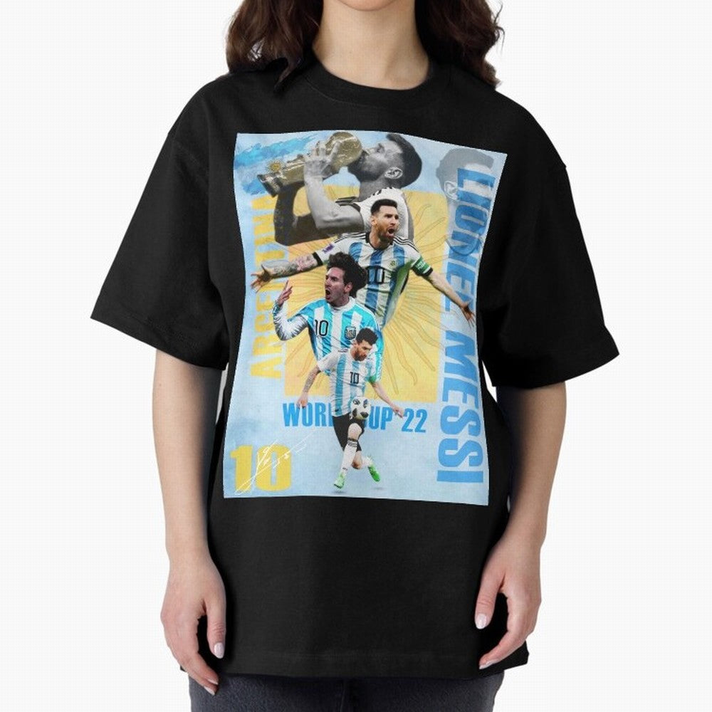 Lionel Messi Argentina World Cup Victory Poster - 2022 Soccer Champion Wall Art Premium T-Shirt Carry the Dream of FIFA World Cup 2026 USA Canada Mexico for Fans of Messi, Neymar and Mbappe and Netherlands, Bringing Football History, Final Match
