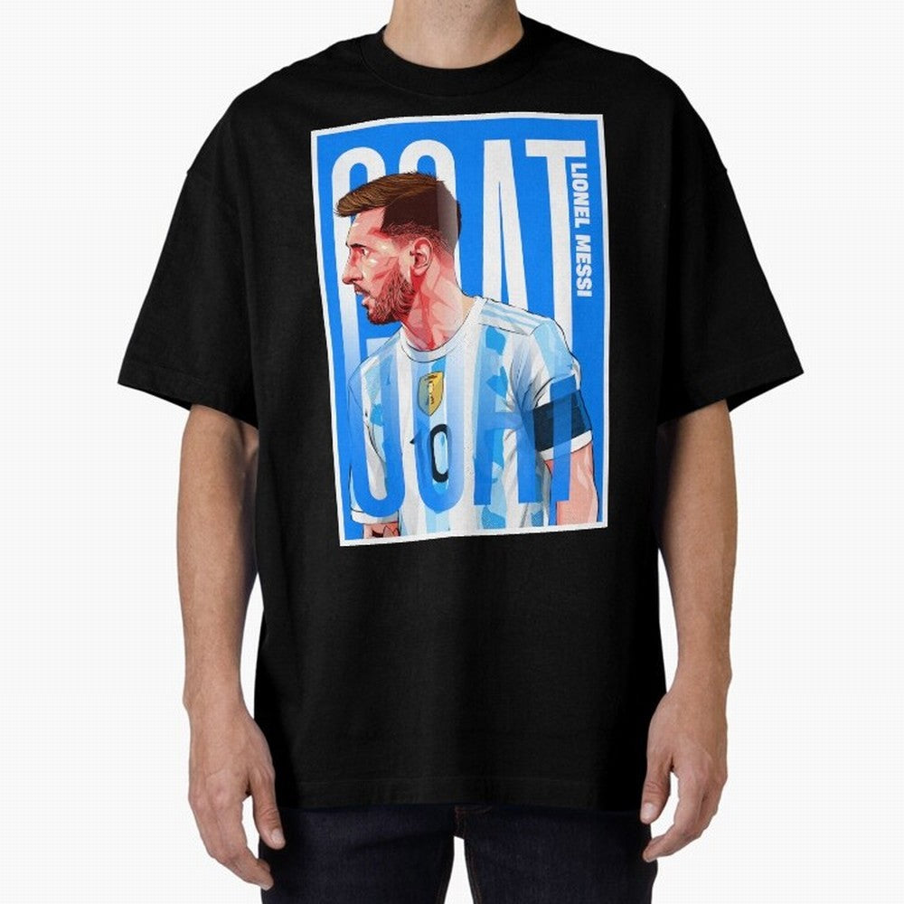Lionel Messi The GOAT Illustration artwork Premium T-Shirt Bring a Vintage Feel to Global Football Passion for FIFA World Cup 2026, Celebrating Haaland and Mbappe, Brazil, Vintage Soccer Flavor, Modern Football Stars, National Flags and Final Night