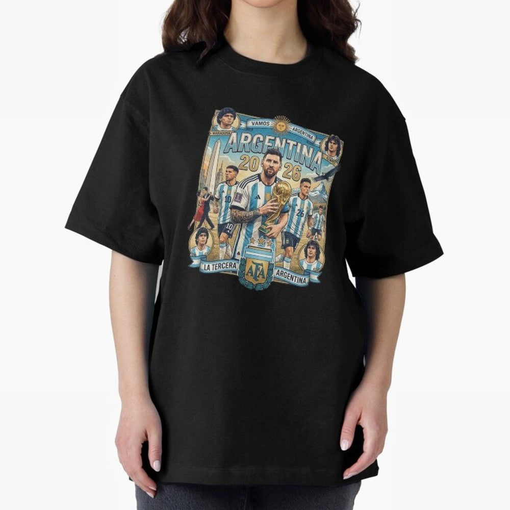 Argentina 2026 ¨C Copa Mundial Spirit Classic T-Shirt Showcase the FIFA World Cup 2026 Group Stage Journey through Messi and Cristiano Ronaldo Highlights, England, France and Netherlands Pride, Classic Soccer Heritage, Championship Pressure, Fan
