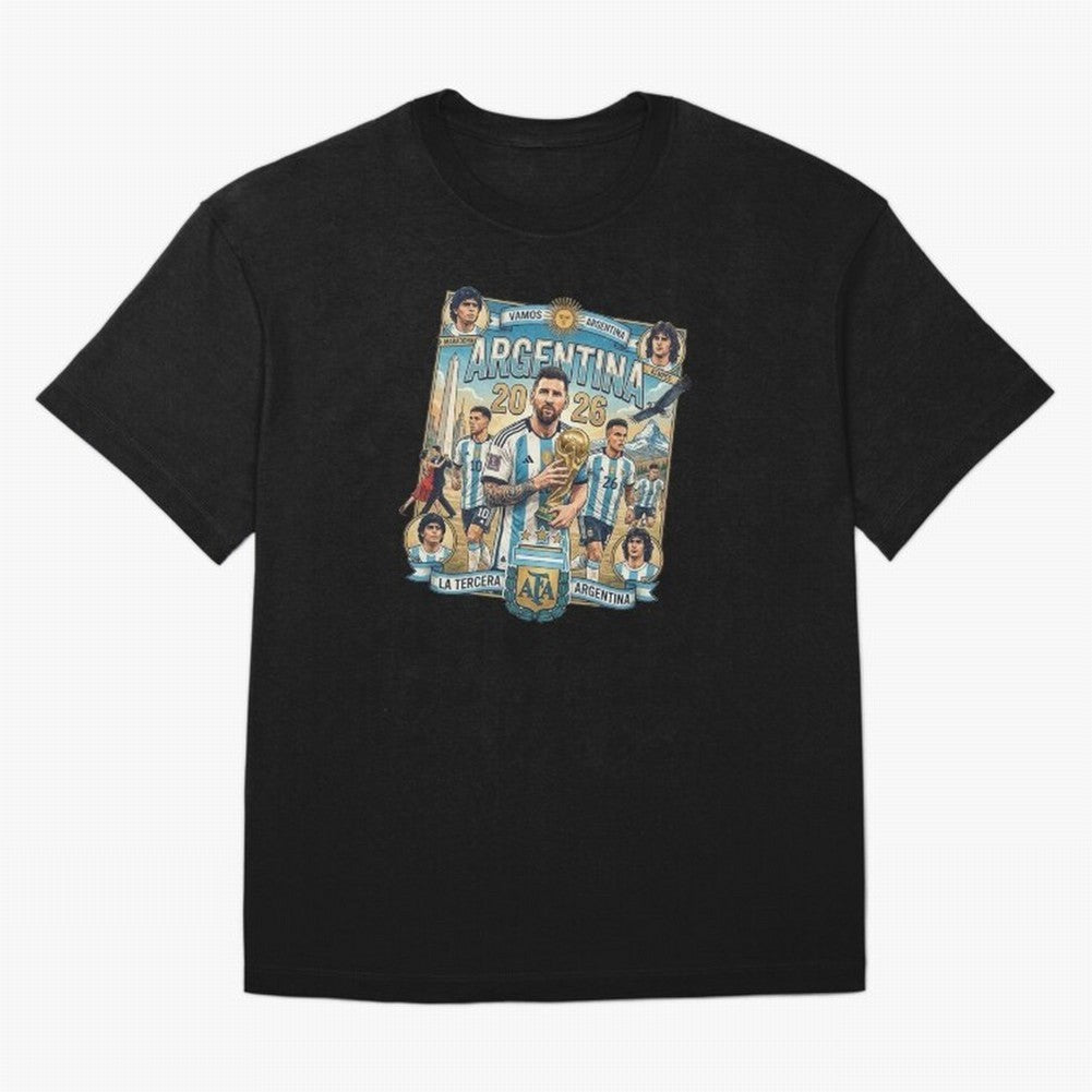 Argentina 2026 ¨C Copa Mundial Spirit Classic T-Shirt Showcase the FIFA World Cup 2026 Group Stage Journey through Messi and Cristiano Ronaldo Highlights, England, France and Netherlands Pride, Classic Soccer Heritage, Championship Pressure, Fan