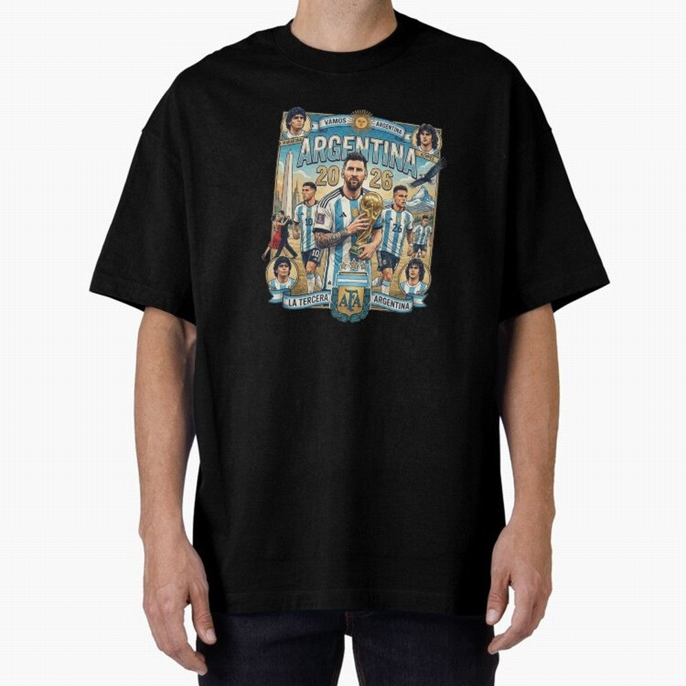 Argentina 2026 ¨C Copa Mundial Spirit Classic T-Shirt Showcase the FIFA World Cup 2026 Group Stage Journey through Messi and Cristiano Ronaldo Highlights, England, France and Netherlands Pride, Classic Soccer Heritage, Championship Pressure, Fan